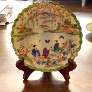 Japanese old Kutani-ware Landscape pattern plates